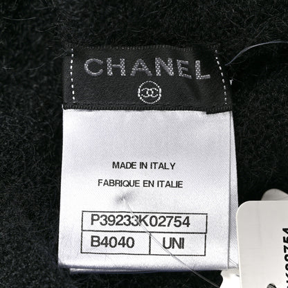 Chanel Mohair Wool Camellia CC Scarf Black White 3 of 5
