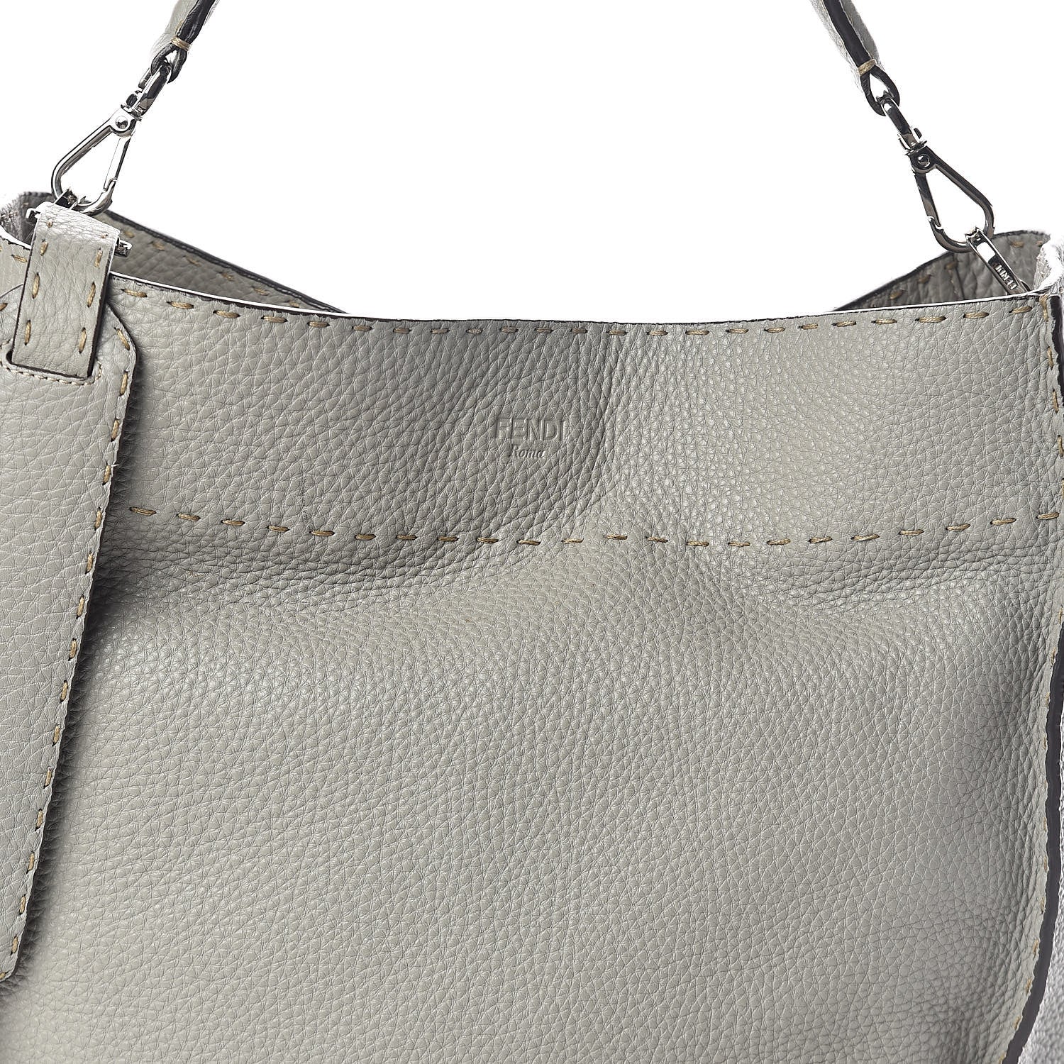 Fendi Cuoio Romano Selleria Large Anna Bucket Bag Grigio 7 of 9