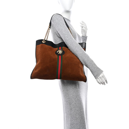 Gucci Suede Patent Large Rajah Chain Tote Nocciola Black 2 of 11