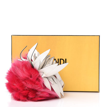 Fendi Fox Rabbit Fur Nappa Pineapple Bag Charm Fuxia White 4 of 4