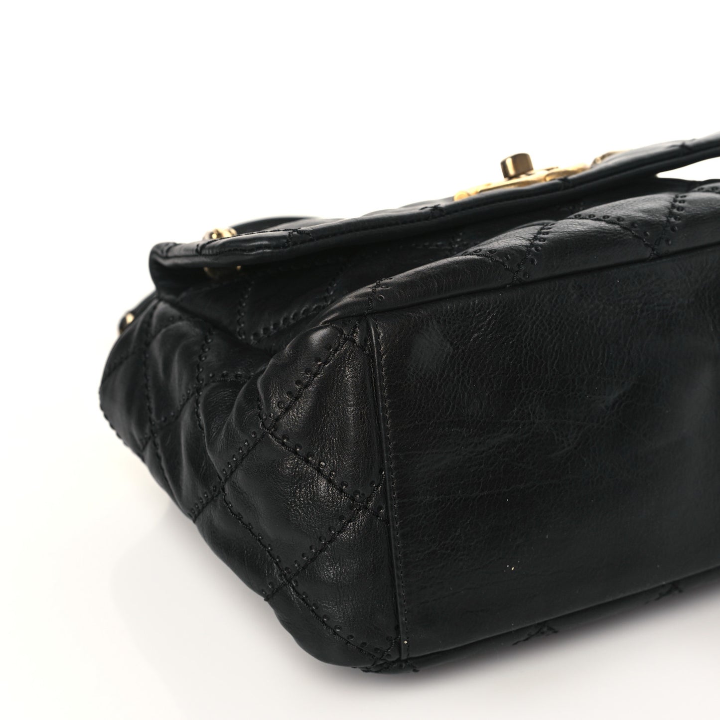 Calfskin Quilted Retro Chain Camera Case Black