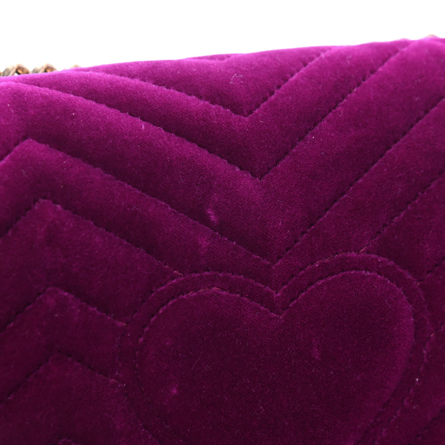 Gucci Velvet Matelasse Small GG Marmont Shoulder Bag Fuchsia Violet Cyclamen 8 of 10