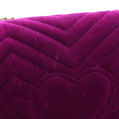 Gucci Velvet Matelasse Small GG Marmont Shoulder Bag Fuchsia Violet Cyclamen 8 of 10