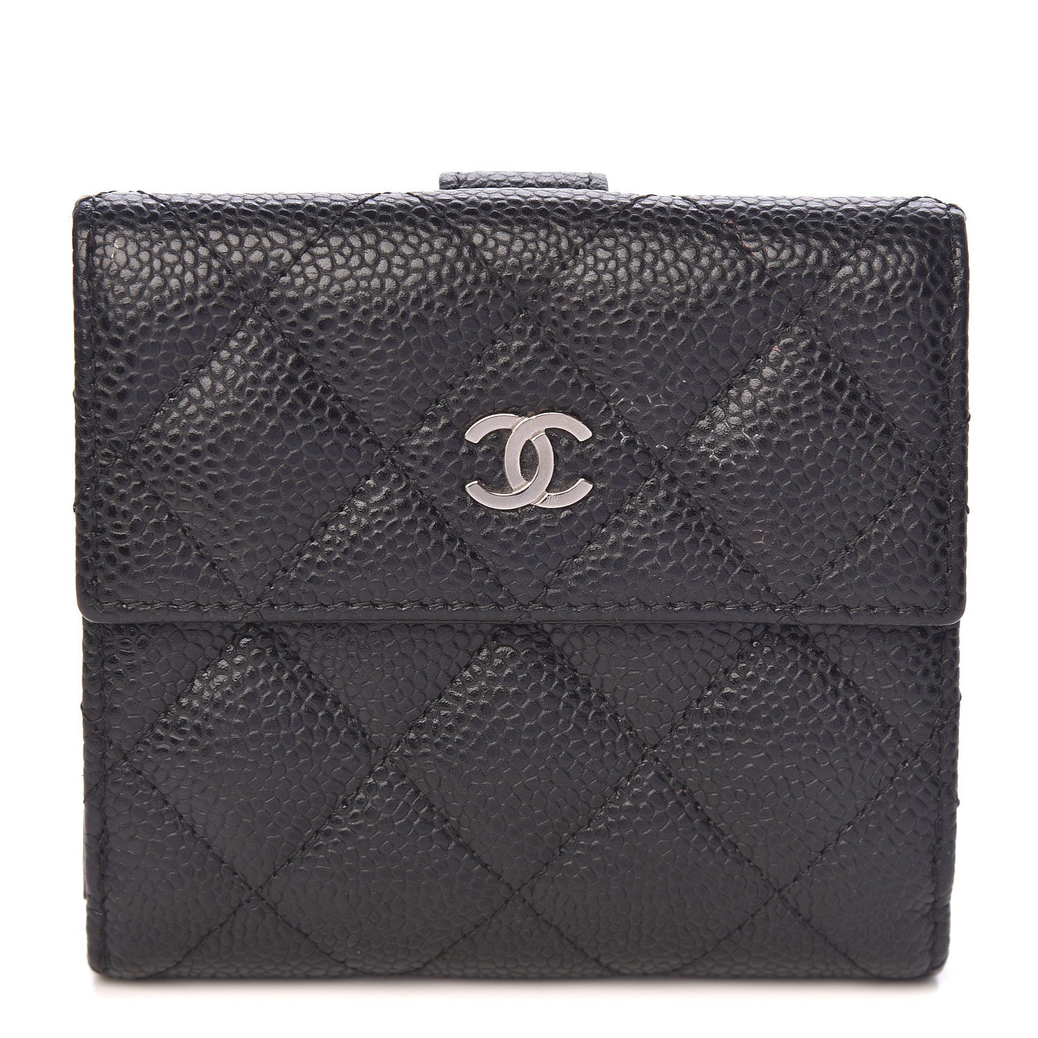 Chanel Caviar Quilted Compact French Flap Wallet Black 1 of 8
