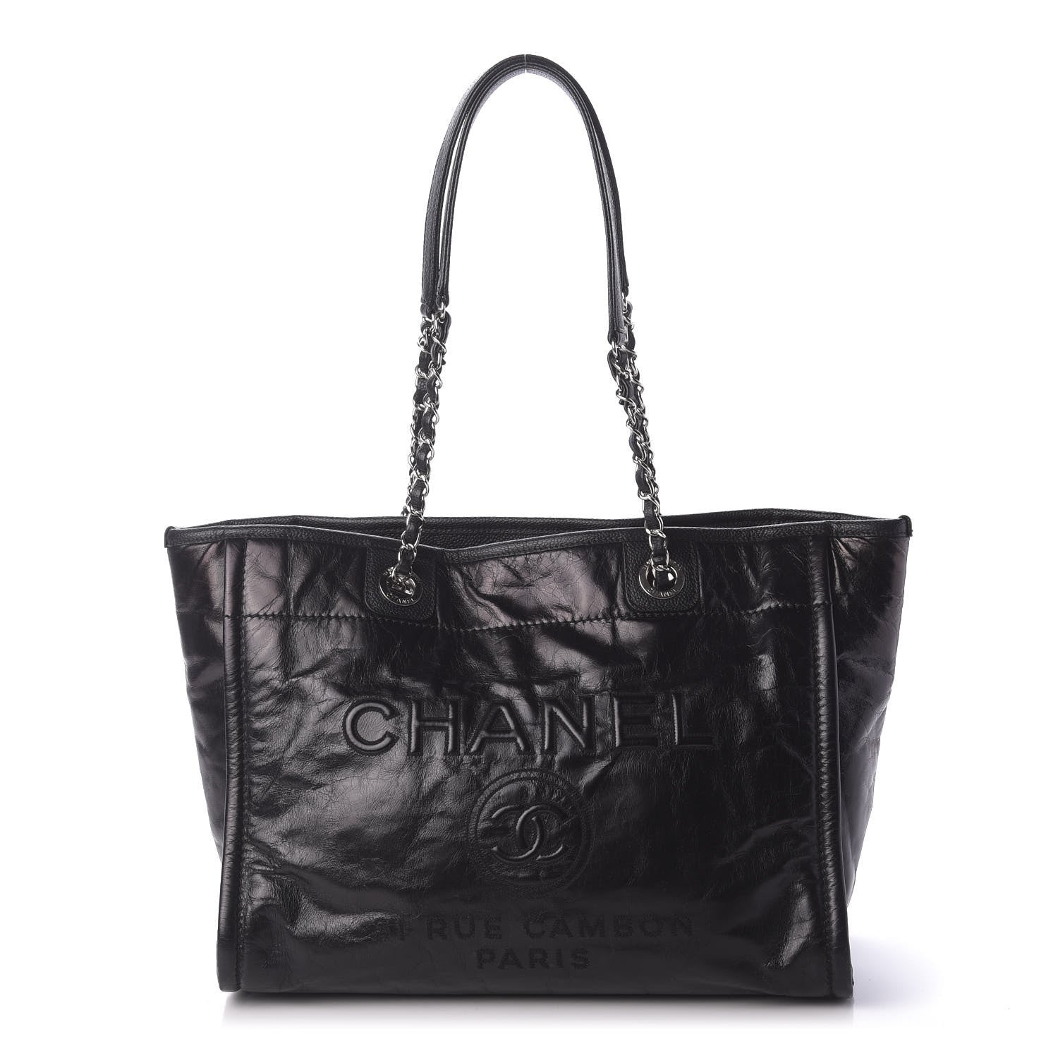 Chanel Glazed Calfskin Small Deauville Tote Black 1 of 11