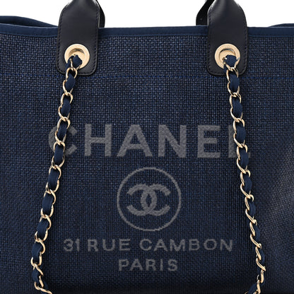 Chanel Woven Straw Raffia Medium Deauville Tote Navy 8 of 12