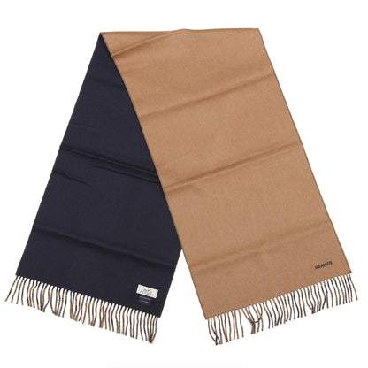 Hermes Cashmere Recto Verso Muffler Camel Marine 2 of 4