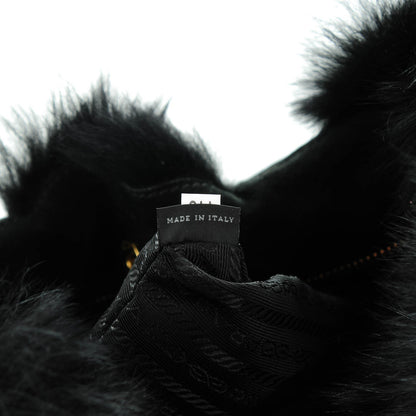 Prada Eco Lapin Faux Fur Handbag Black 8 of 9