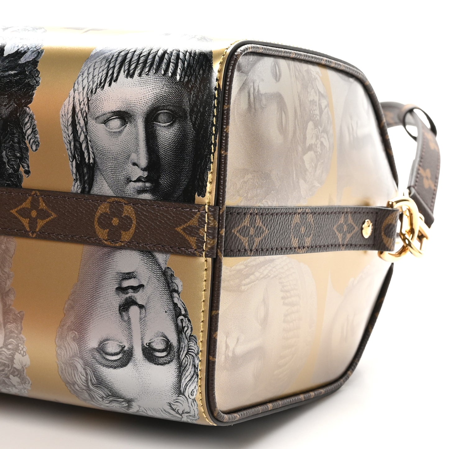 X FORNASETTI Calfskin Fornasetti Speedy Bandouliere 25 Gold