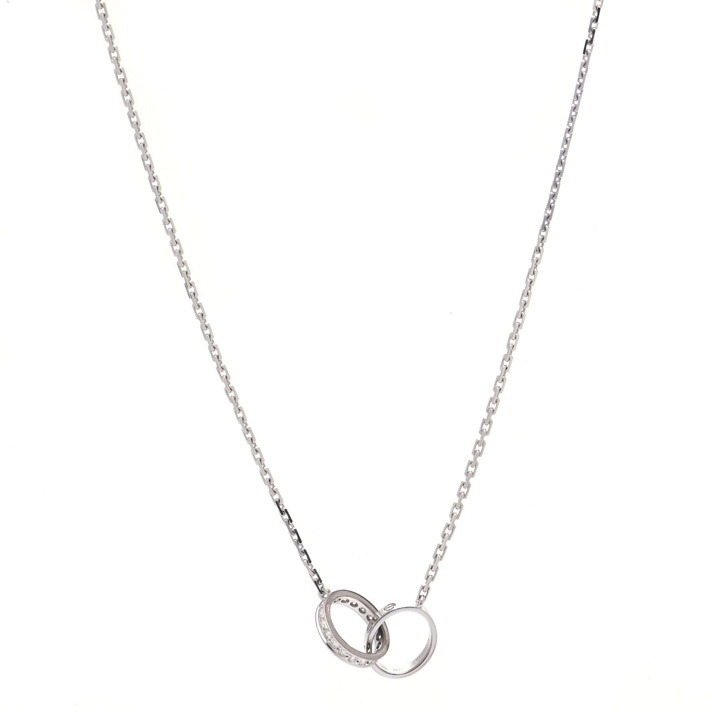 18K White Gold Diamond Interlocking LOVE Necklace