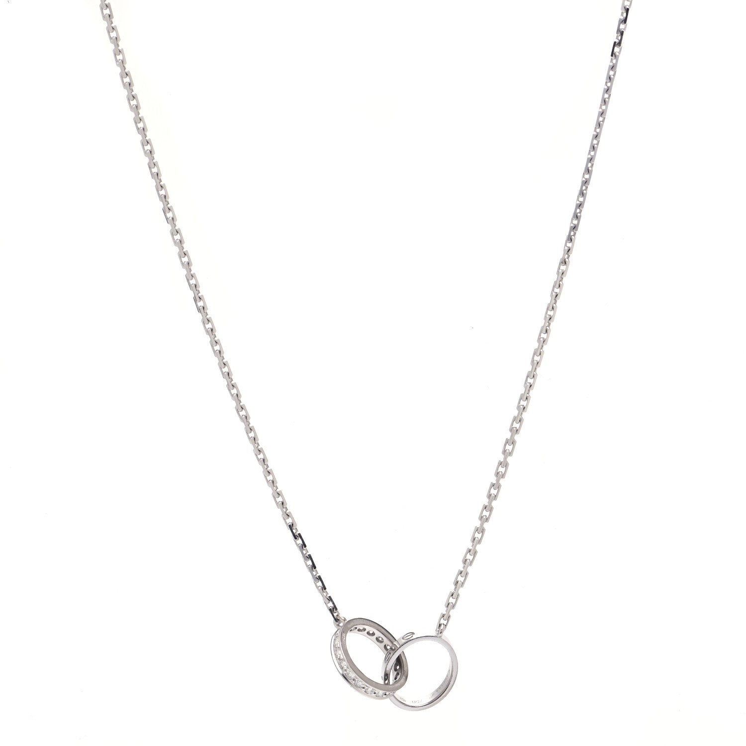 Cartier 18K White Gold Diamond Interlocking LOVE Necklace 1 of 7