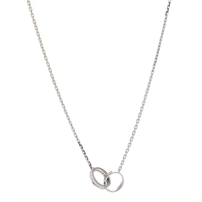 Cartier 18K White Gold Diamond Interlocking LOVE Necklace 1 of 7
