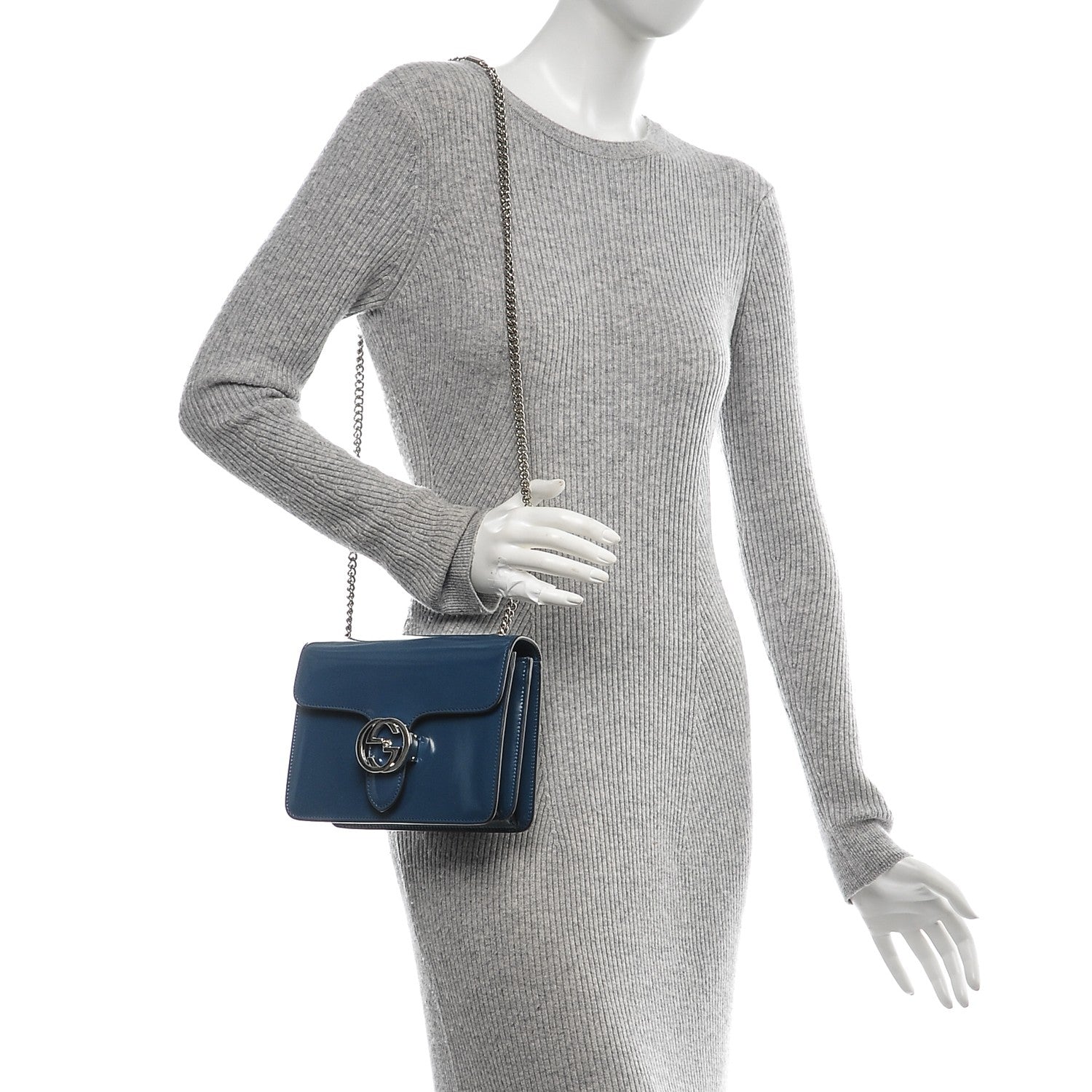 Gucci Shade Lux Calfskin Small Interlocking G Shoulder Bag Dusty Avio 2 of 6