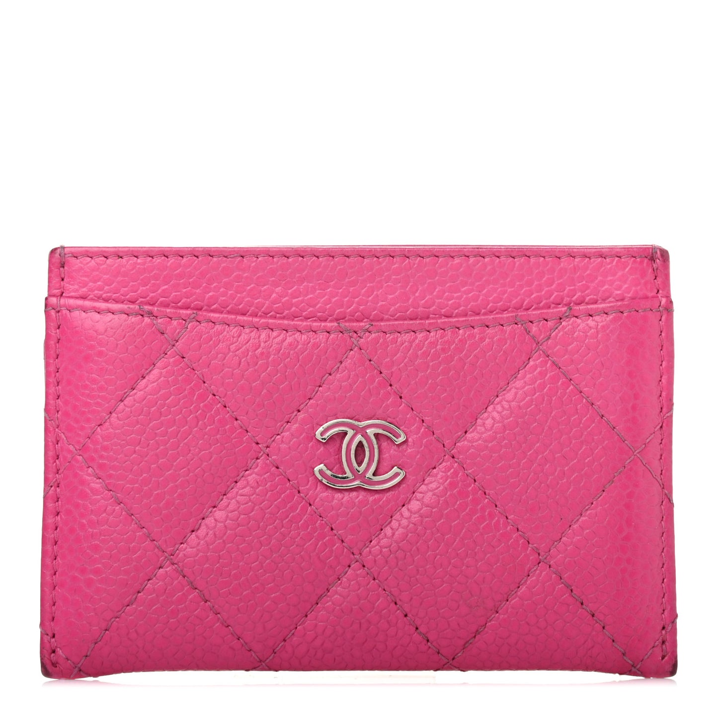 Caviar Quilted Card Holder Pink
