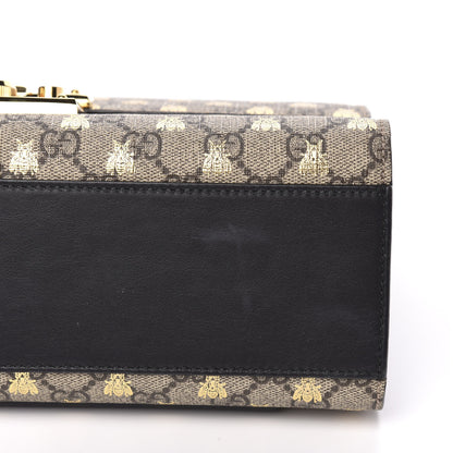 Gucci GG Supreme Monogram Bees Medium Padlock Shoulder Bag Beige Oro Black 9 of 12