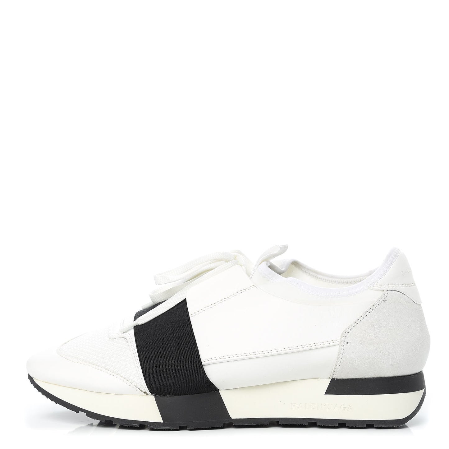 Calfskin Neoprene Mesh Suede Race Runner Sneakers 40 White Black
