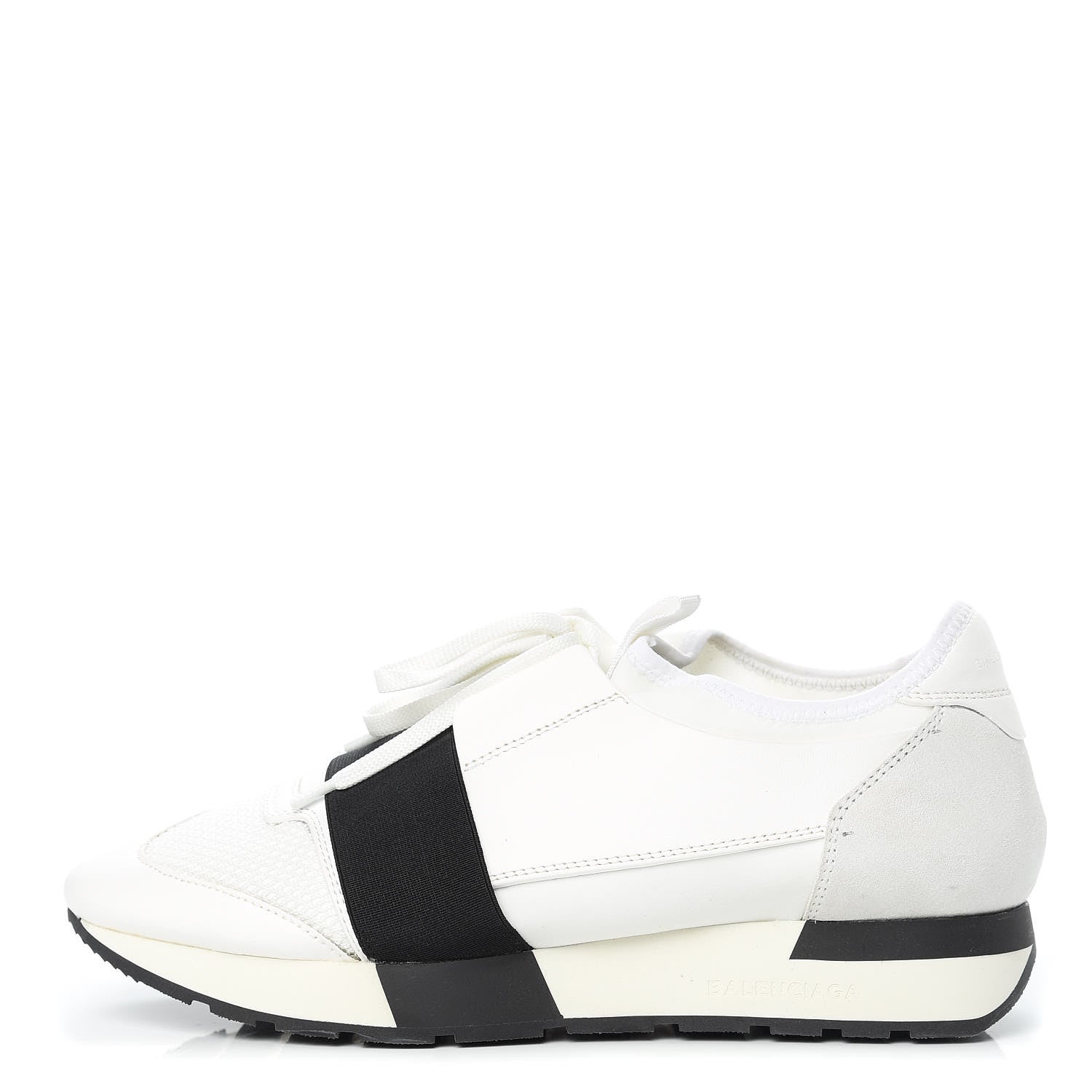 Balenciaga Calfskin Neoprene Mesh Suede Race Runner Sneakers 40 White Black 1 of 11