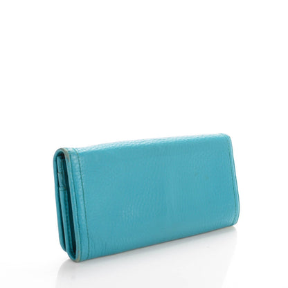 Prada Vitello Daino Continental Flap Wallet Pavone 3 of 8