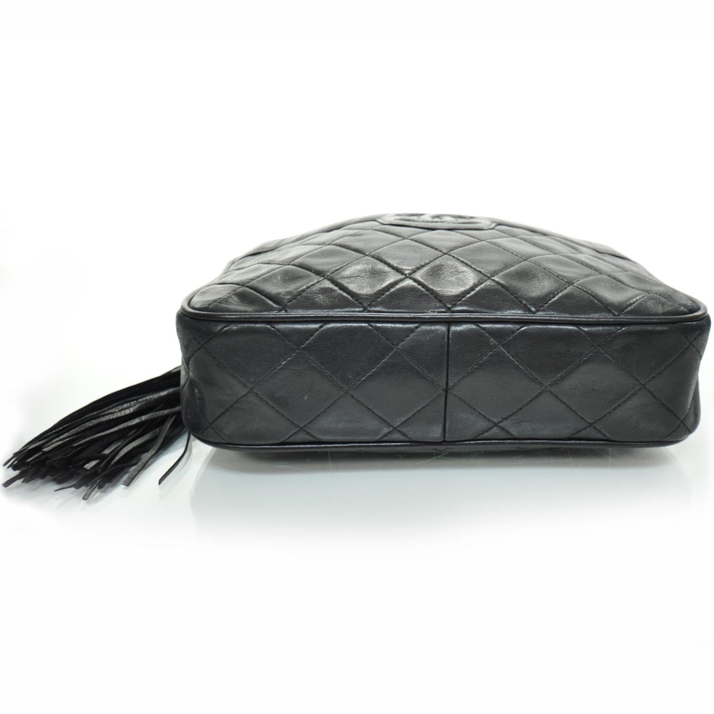 Lambskin Quilted Tassel Camera Case Navy