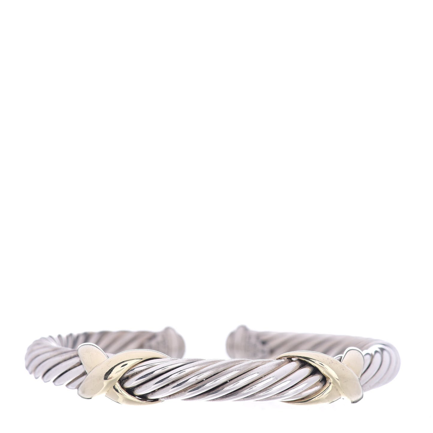 Sterling Silver 14K Yellow Gold 7mm Double X Cable Bracelet