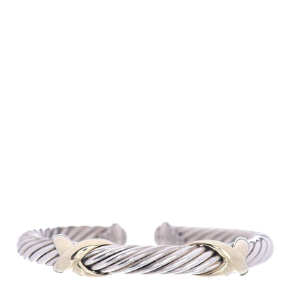 David Yurman Sterling Silver 14K Yellow Gold 7mm Double X Cable Bracelet 1 of 4