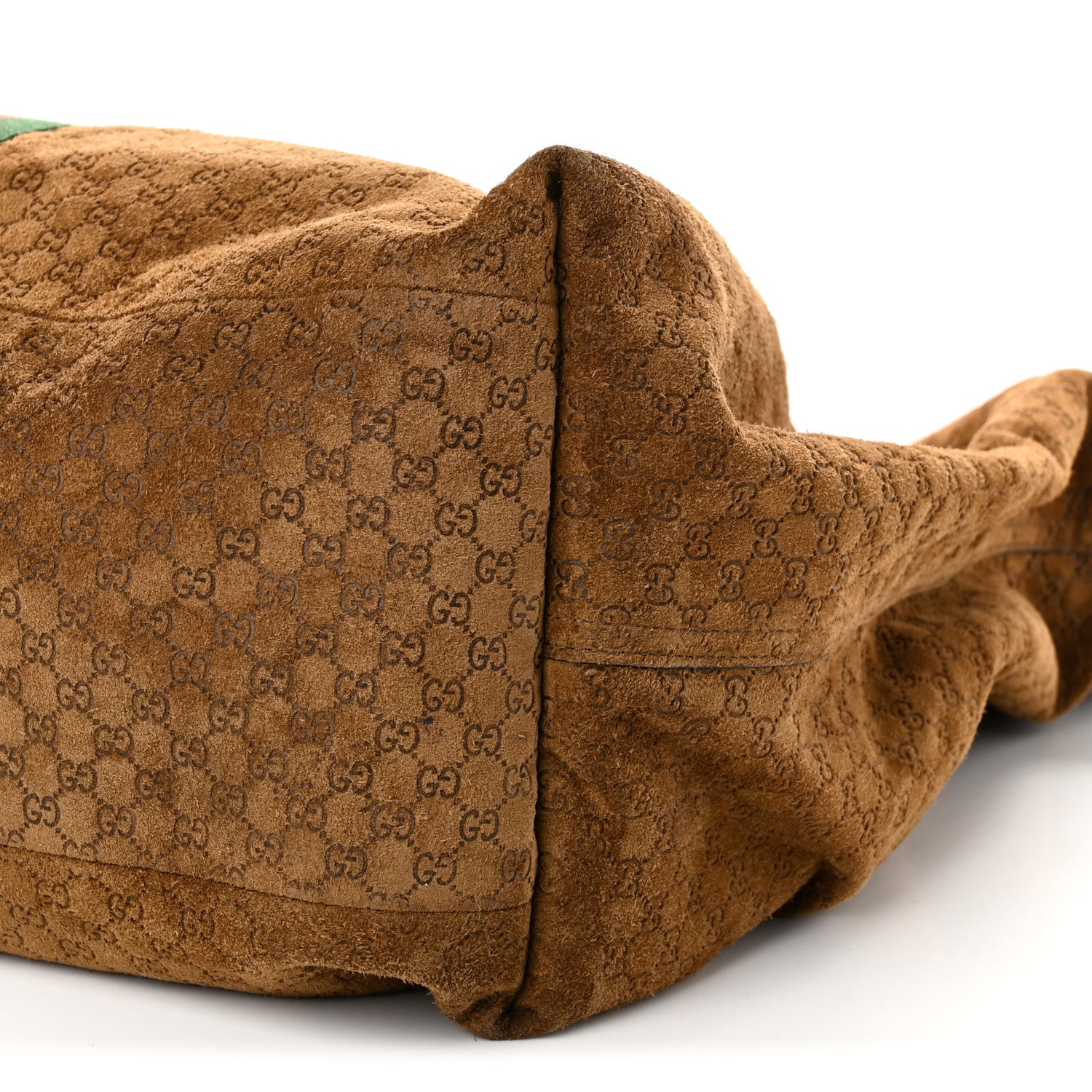 Gucci Suede GG Monogram Web Large Giglio Tote Brown 10 of 11