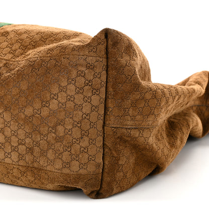 Gucci Suede GG Monogram Web Large Giglio Tote Brown 10 of 11