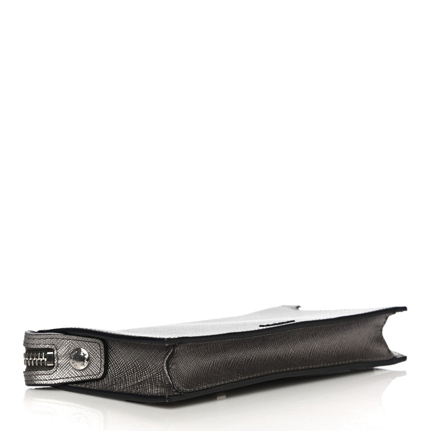 Prada Metallic Saffiano Phone Pouch Fumo Mordore 4 of 10