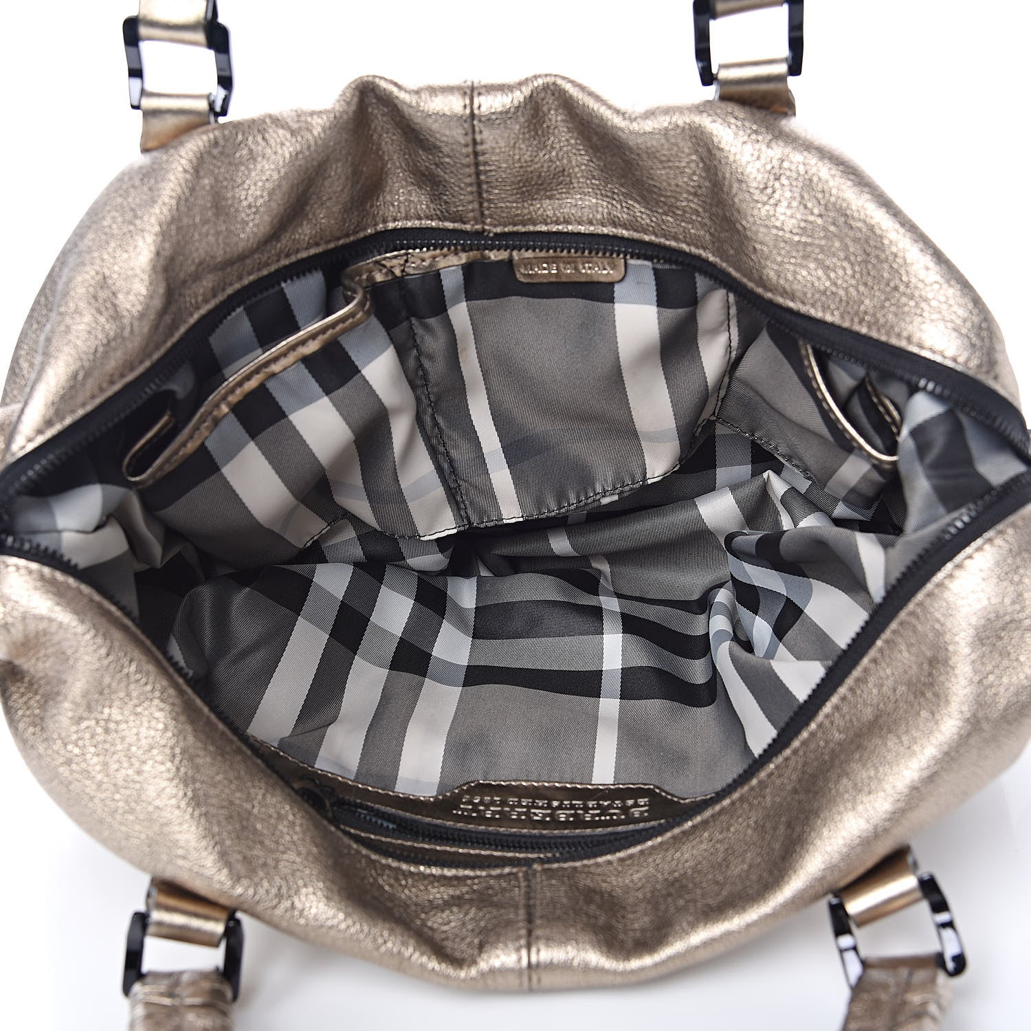 Burberry Metallic Grained Calfskin Small Curzon Satchel Gold 5 of 13