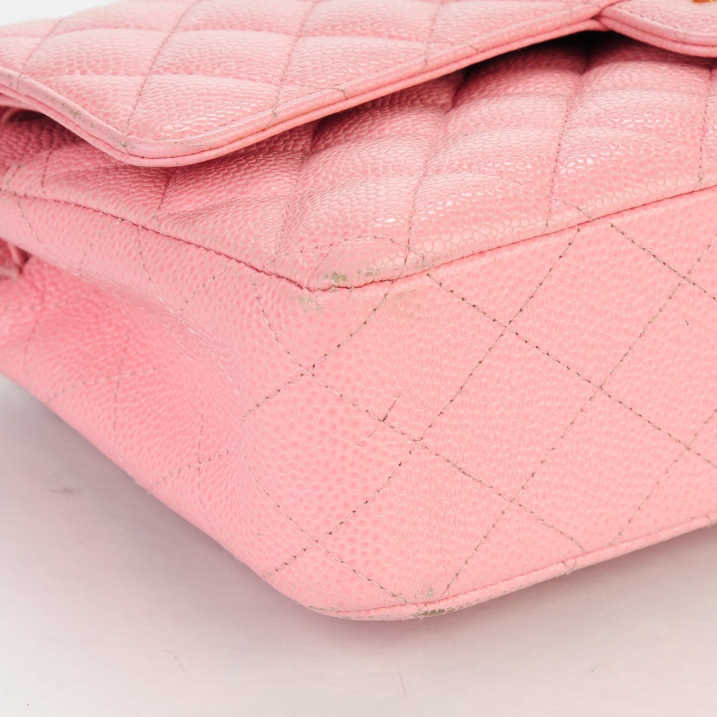 Caviar Quilted Medium Double Flap Pink