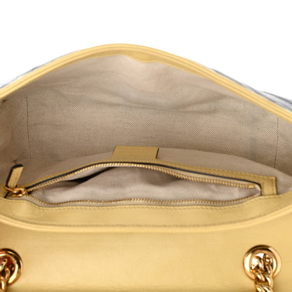 Gucci Azalea Calfskin Matelasse Diagonal Small Torchon GG Marmont Shoulder Bag Blue Agata New Cherry Red Butter 5 of 15