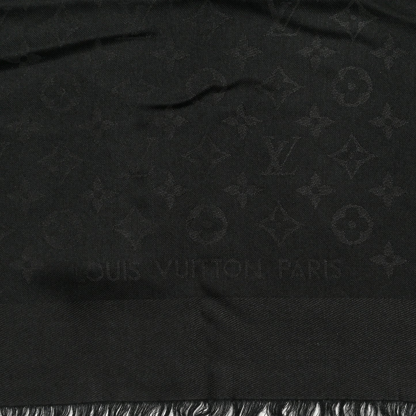 Silk Wool Monogram Shawl Black