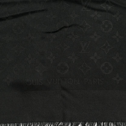 Louis Vuitton Silk Wool Monogram Shawl Black 2 of 4