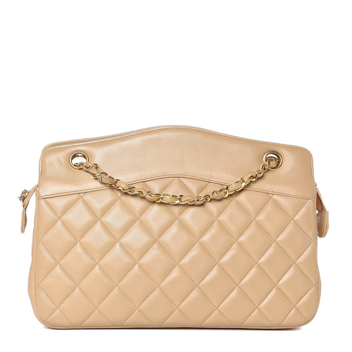 Lambskin Quilted Shoulder Bag Beige