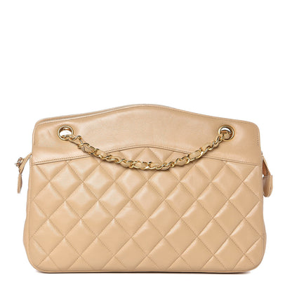 Chanel Lambskin Quilted Shoulder Bag Beige 1 of 18
