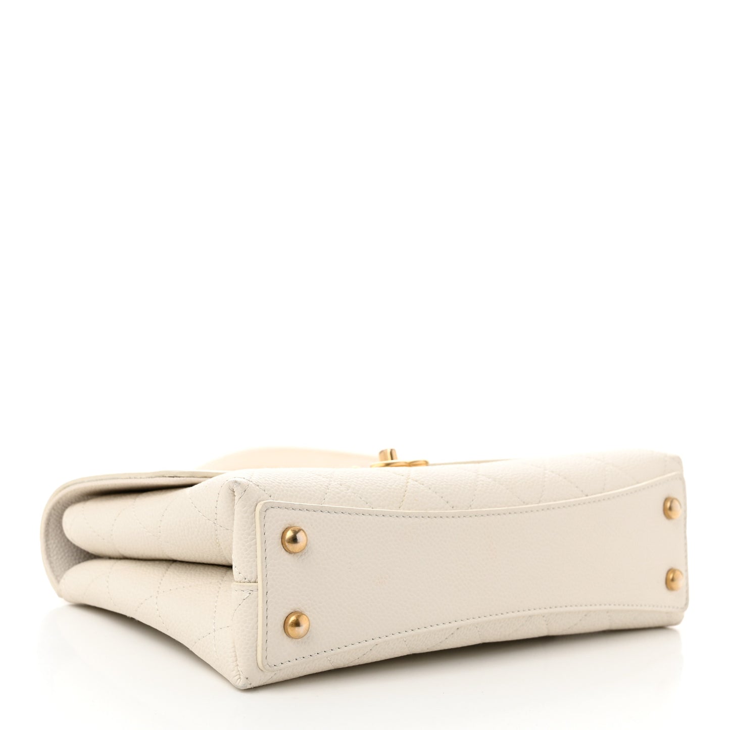 Grained Calfskin Small Stitched Flap White