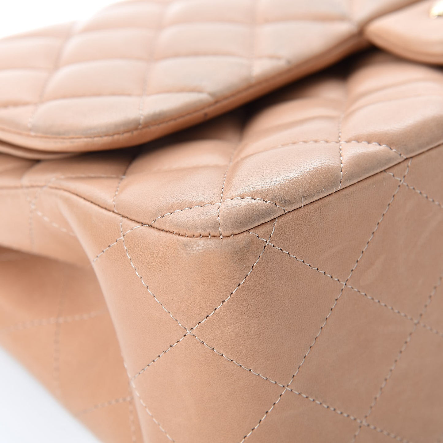 Lambskin Quilted Jumbo Double Flap Beige Clair