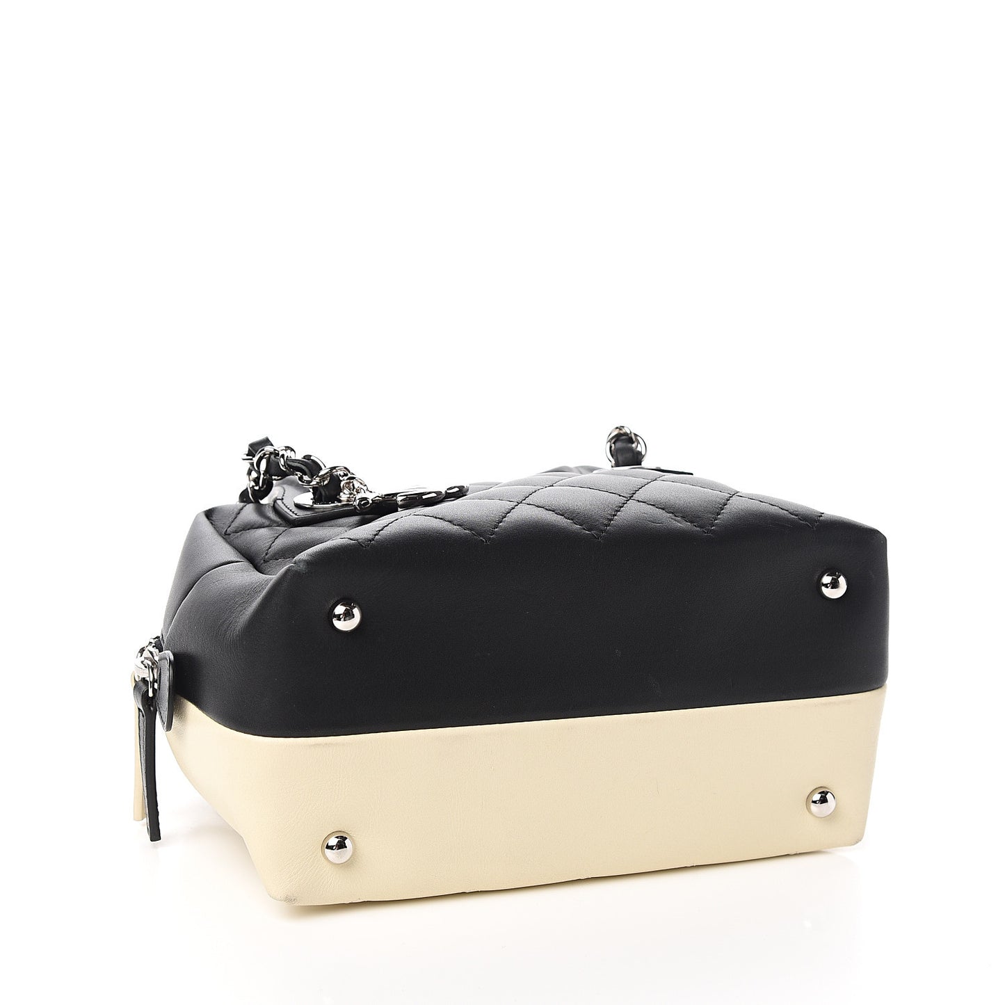 Calfskin Quilted Feather Weight Bowling Bag Black Ivory