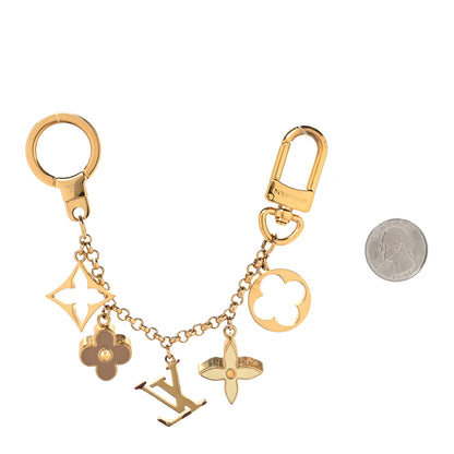 Louis Vuitton Brass Enamel Fleur De Monogram Bag Charm Chain Gold 2 of 6