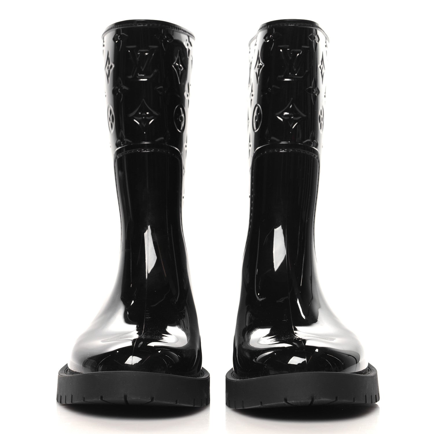 Louis Vuitton Rubber Embossed Monogram Splash Rain Short Boots 36 Black 3 of 8