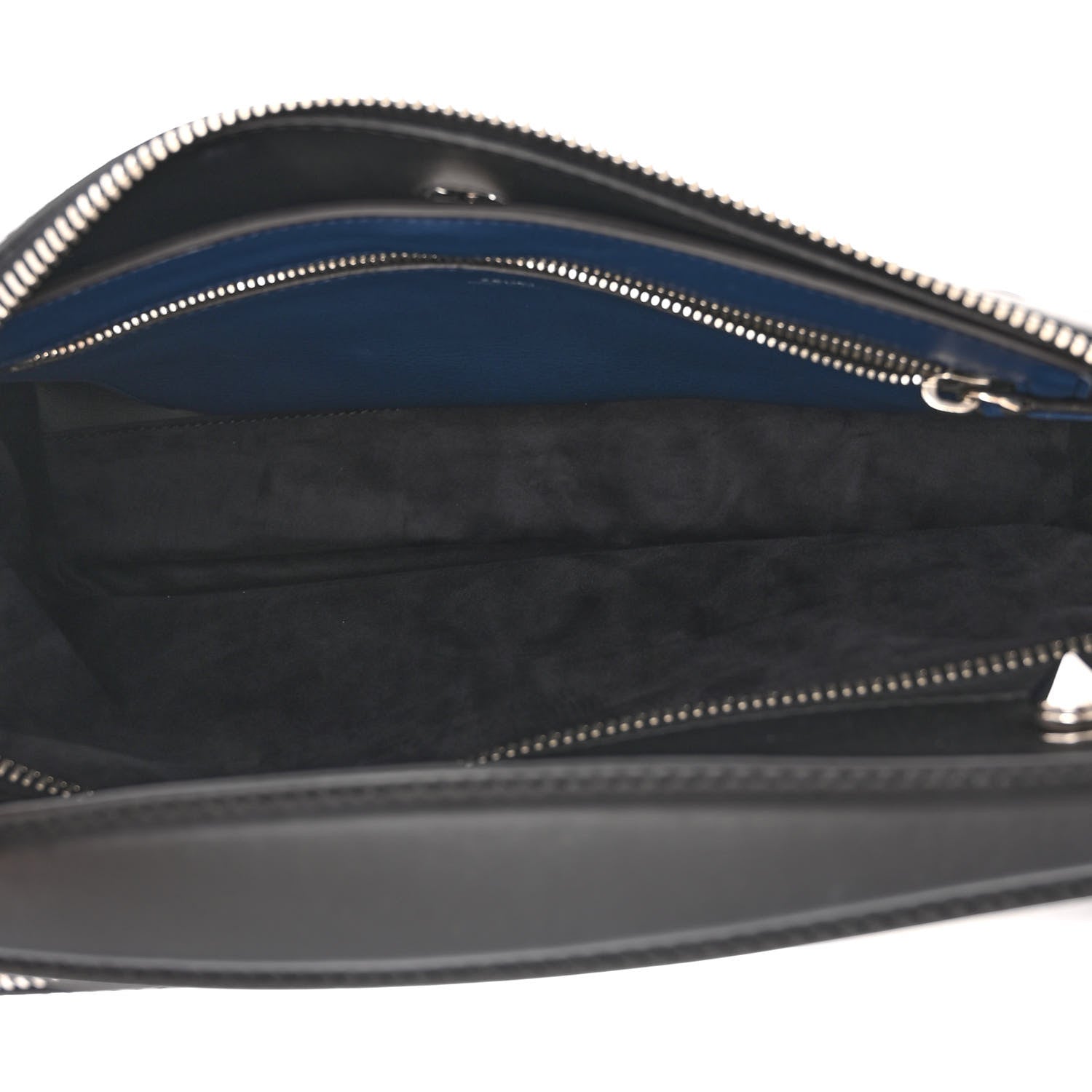 Fendi Vitello Baltico Dolce Shiny Nappa Lace Up DotCom Satchel Black Blue 5 of 11