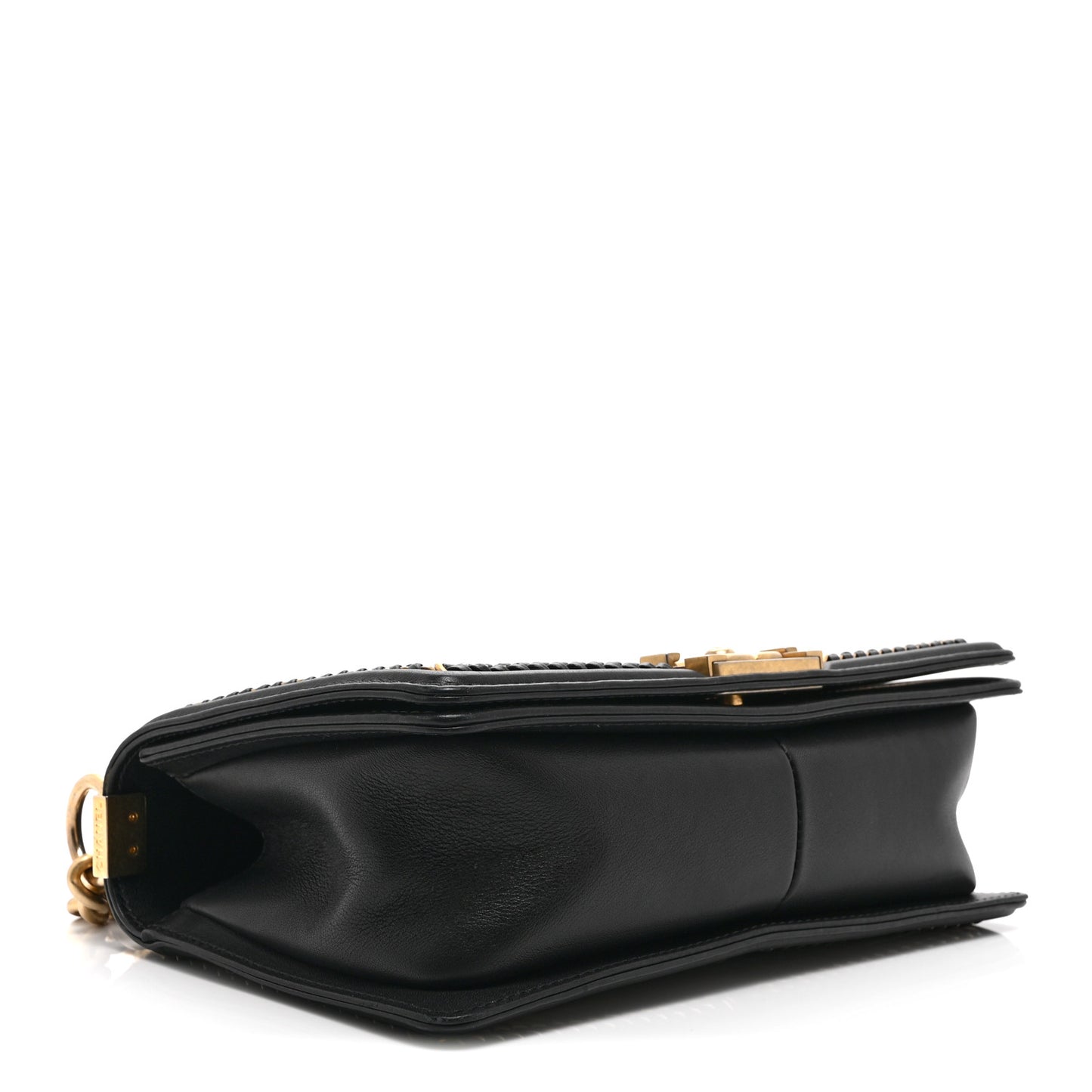 Lambskin Quilted Medium Top Handle Boy Flap Black