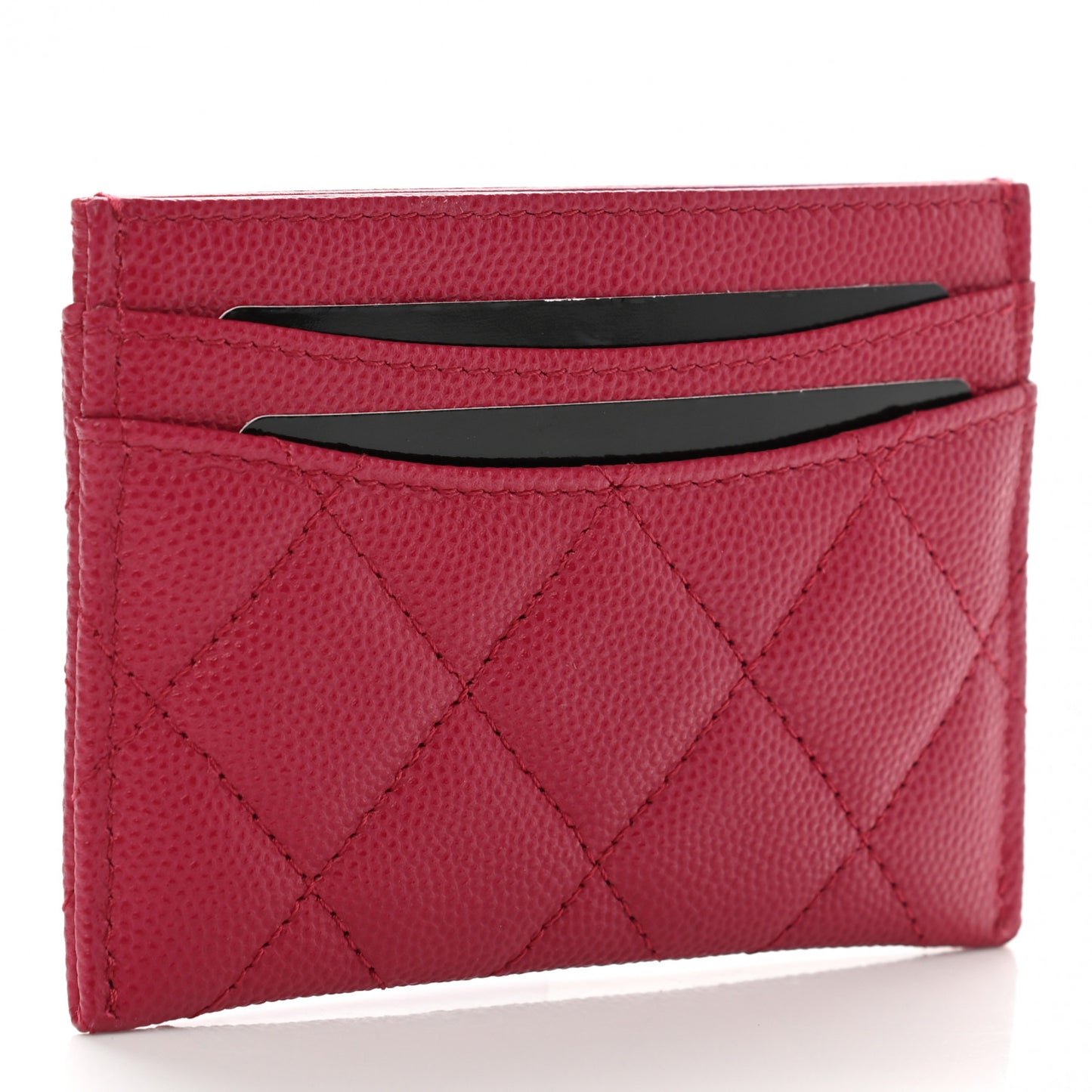 Caviar Quilted Card Holder Dark Pink