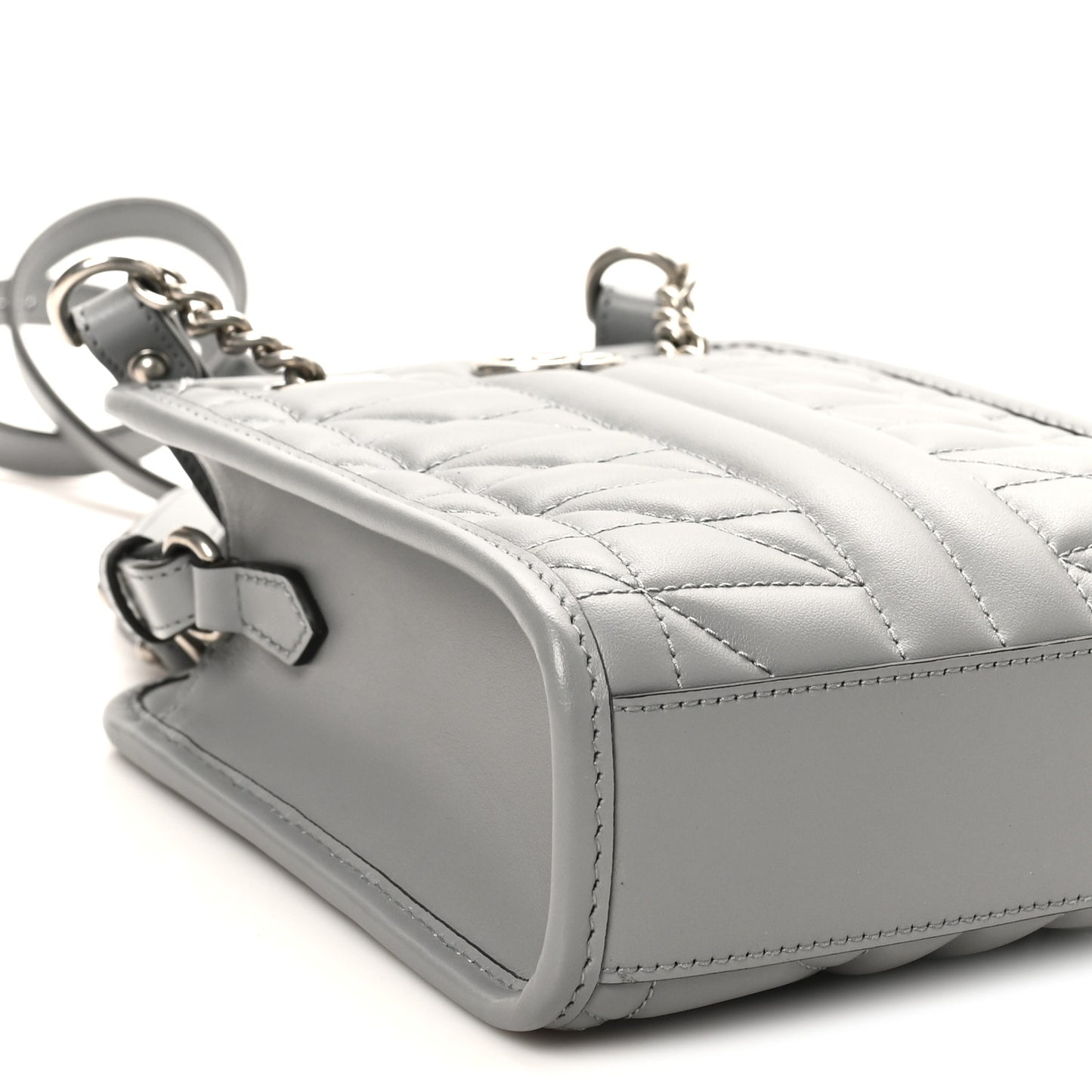 Calfskin Matelasse Chevron Mini GG Marmont Tote Grey