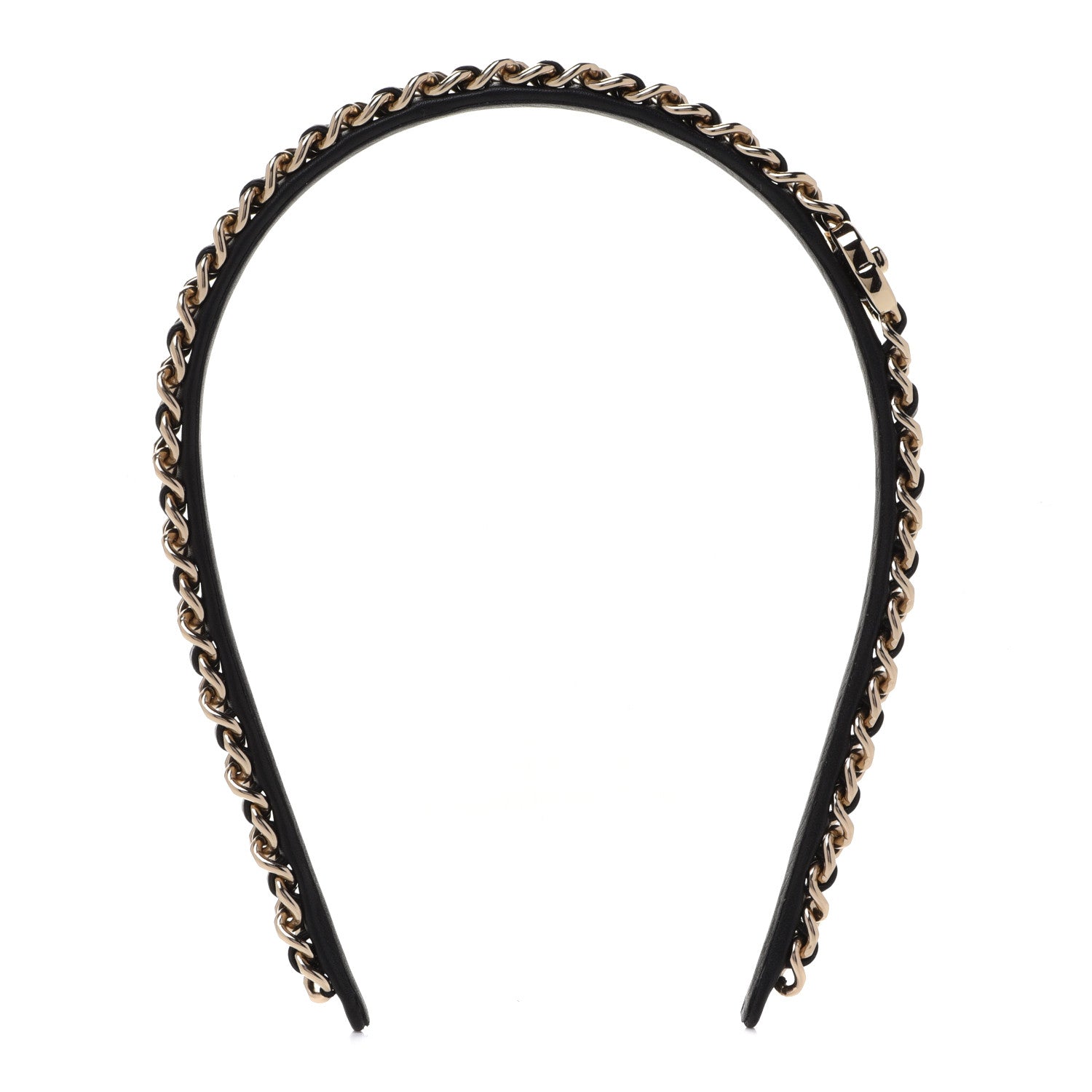 Chanel Metal Lambskin CC Turnlock Chain Headband Gold Black 1 of 6