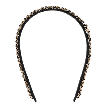 Chanel Metal Lambskin CC Turnlock Chain Headband Gold Black 1 of 6