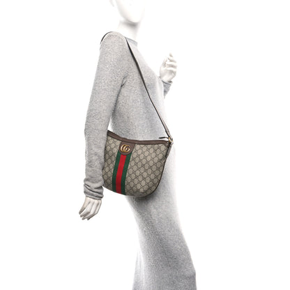 Gucci GG Supreme Monogram Web Small Ophidia Half Moon Hobo Brown 2 of 11