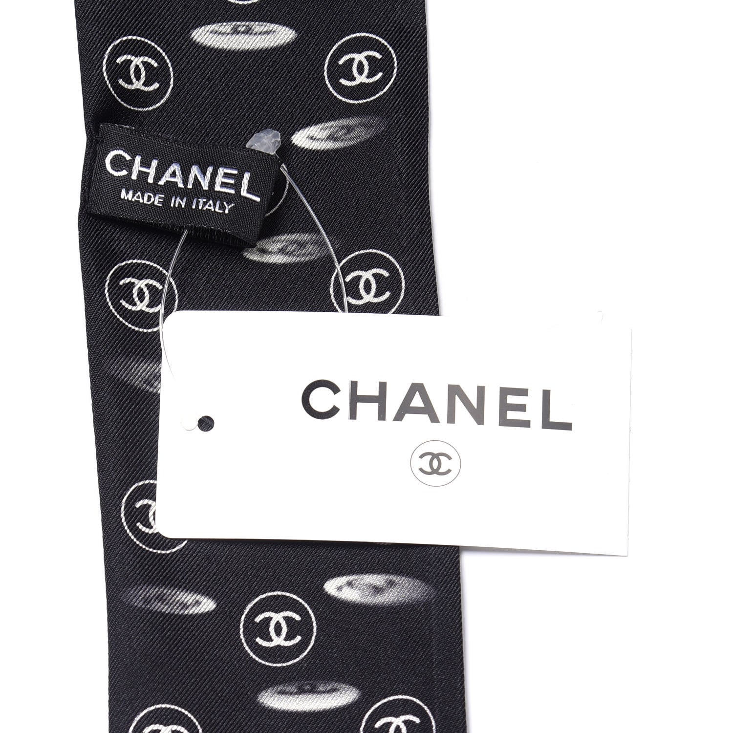Chanel Silk CC Slim Bandeau Scarf Black 3 of 3