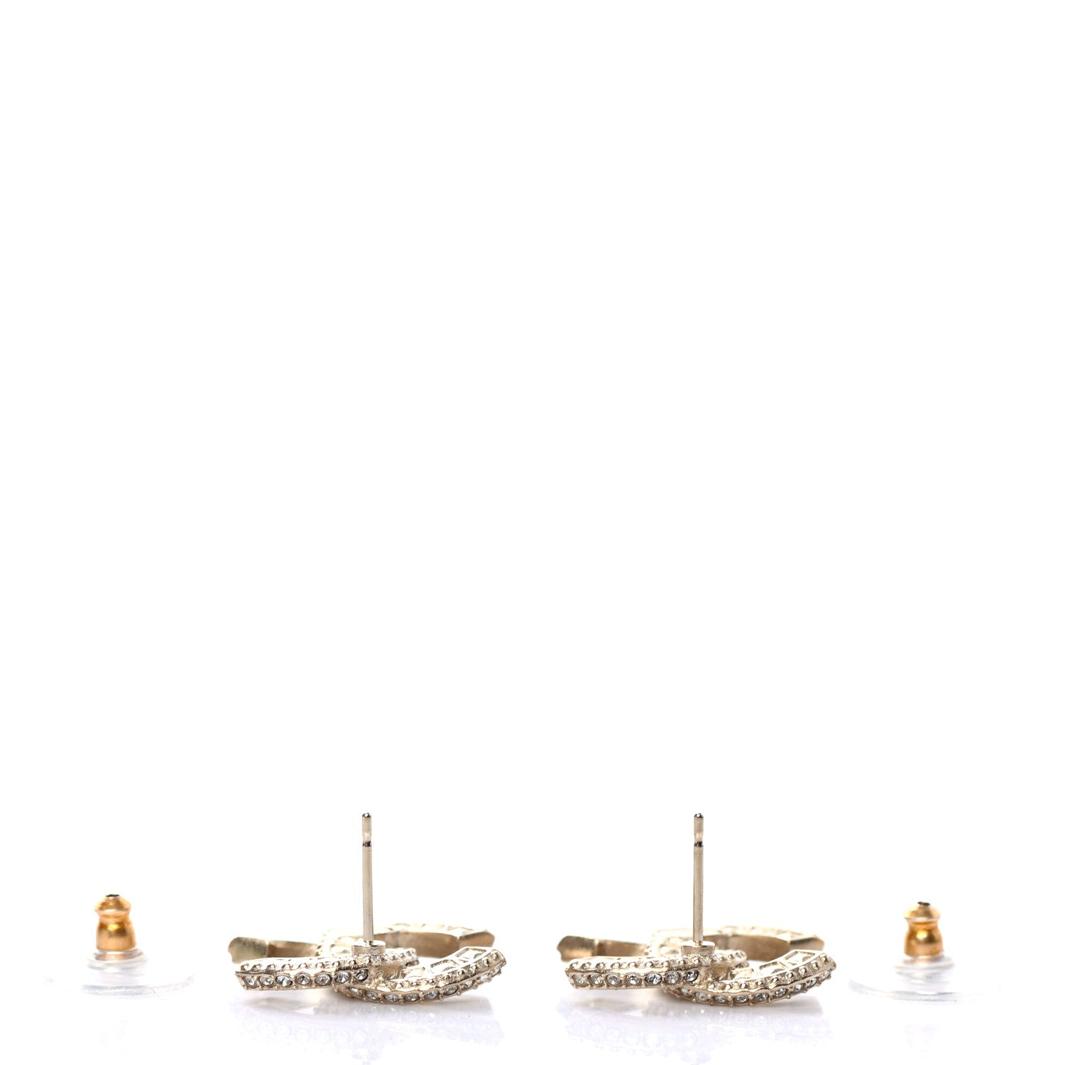 Chanel Crystal Timeless CC Earrings Light Gold 3 of 4