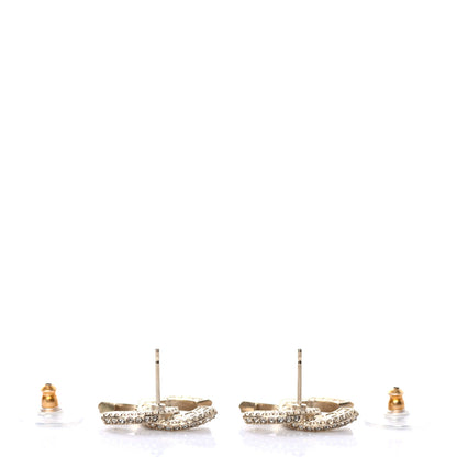 Chanel Crystal Timeless CC Earrings Light Gold 3 of 4